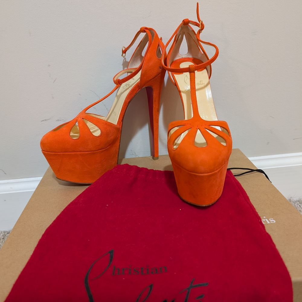 Christian Louboutin Mayada Orange Platform Heels 36.5 6.5
